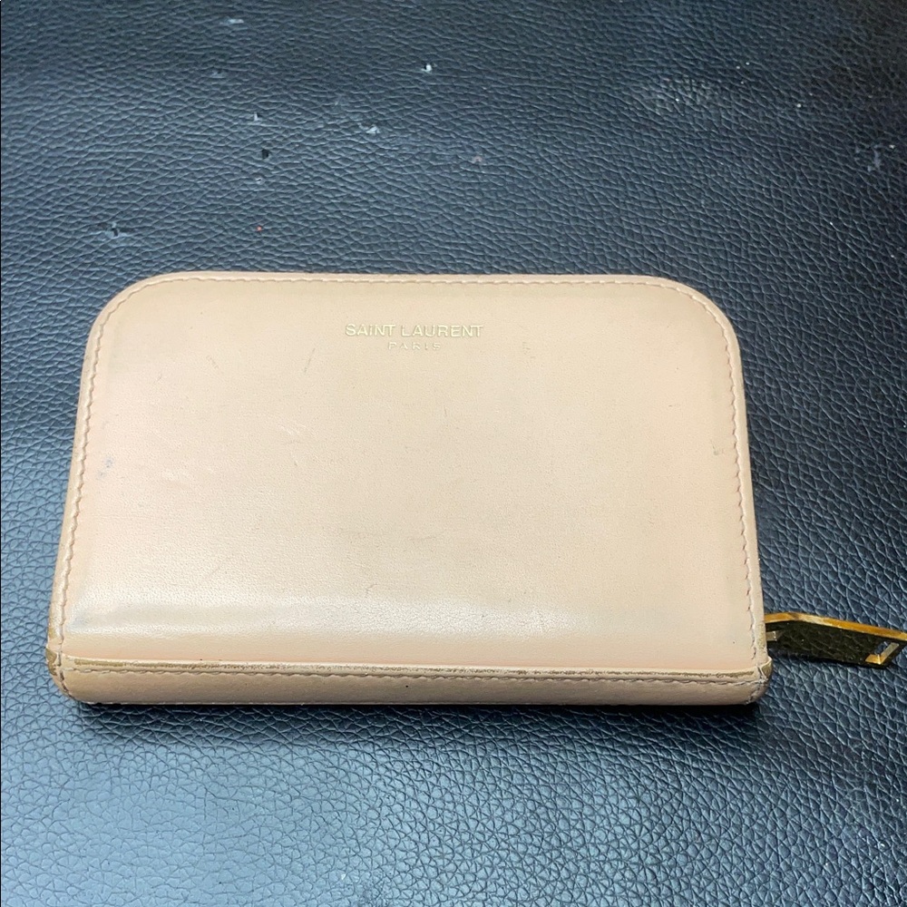 Saint Laurent Light Beige Leather Wallet with dusty bag bundle